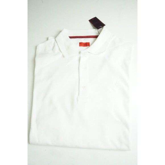 Isaia Solid White Coral Logo Embroidered Short Sleeve Cotton Polo Shirt 2XL NEW